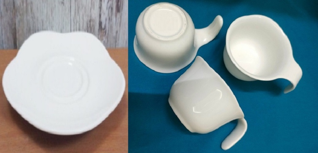 Set chén trà kèm đĩa sứ cao cấp hoa mai