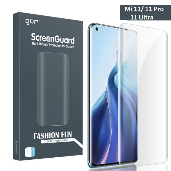 Miếng Dán Dẻo Gor Cho Xiaomi Mi 11 Mi 11 Pro Mi 11 Ultra Trong Suốt, Hạn Chế Bám Vân Tay Full Màn Hình - Hàng Nhập Khẩu - Bộ 3 Miếng Trước