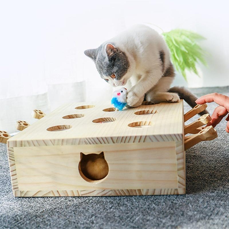 1 chuột gỗ đồ chơi cho mèo cưng