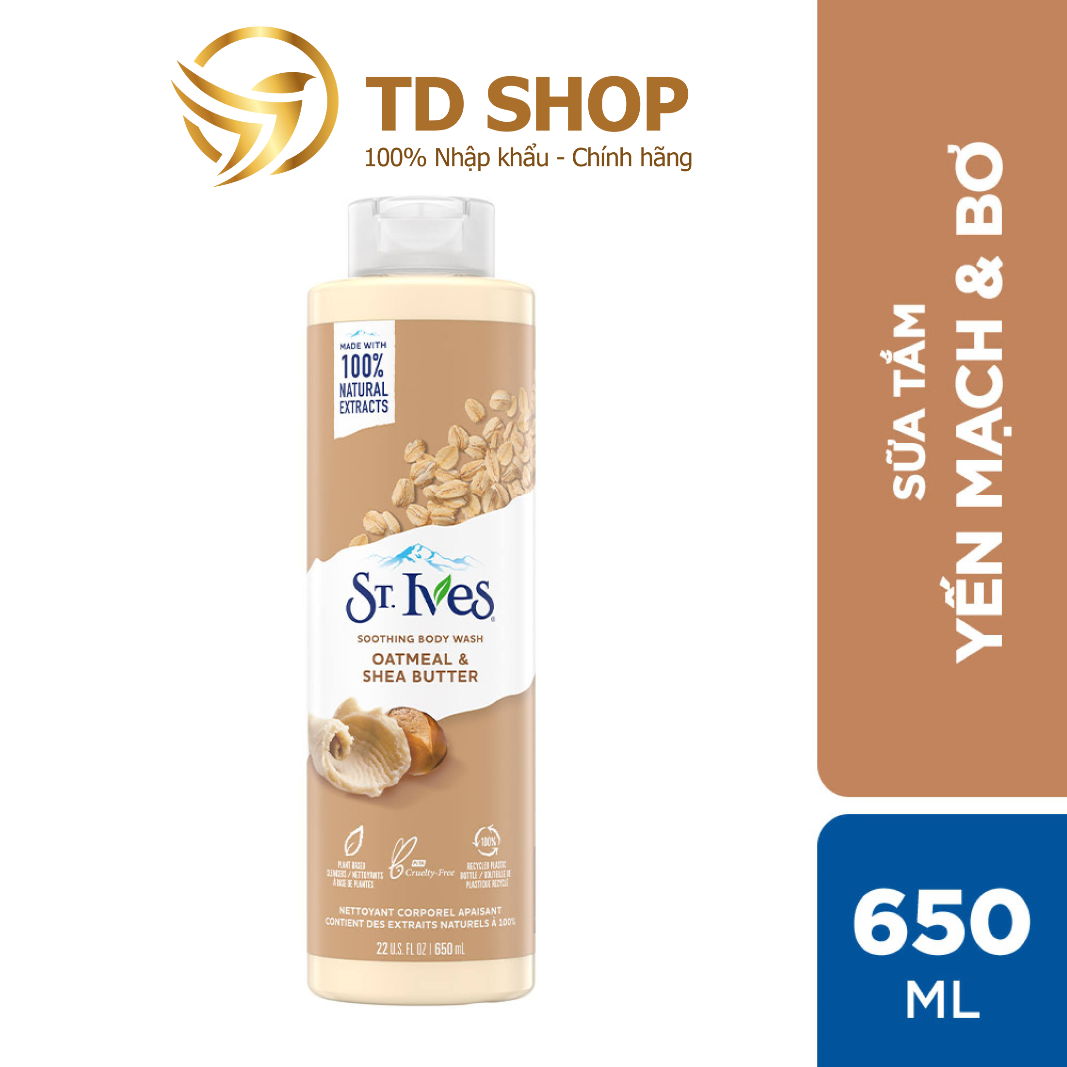 Sữa tắm St.Ives 650ml Muối biển I Yến mạch & Bơ I Cam chanh tẩy tế bào chết - TD Shop