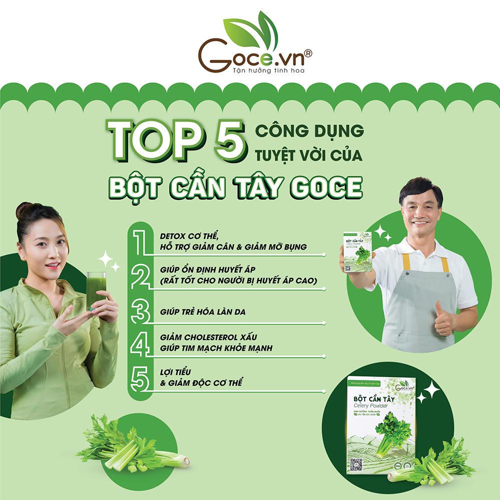 Bột cần tây nguyên chất Goce - 72g (24 gói x 3g)