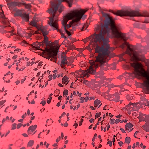 Vải Lụa Tơ Tằm hoa cải màu đỏ may áo dài, dệt thủ công, khổ rộng 90cm, mềm mượt & thoáng mát