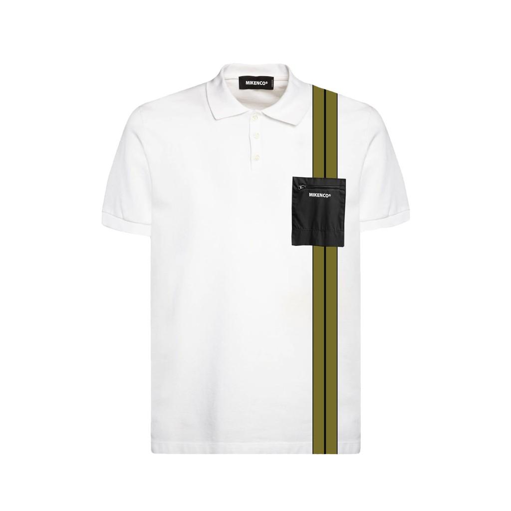Áo thun có cổ unisex Stripe Polo Trắng