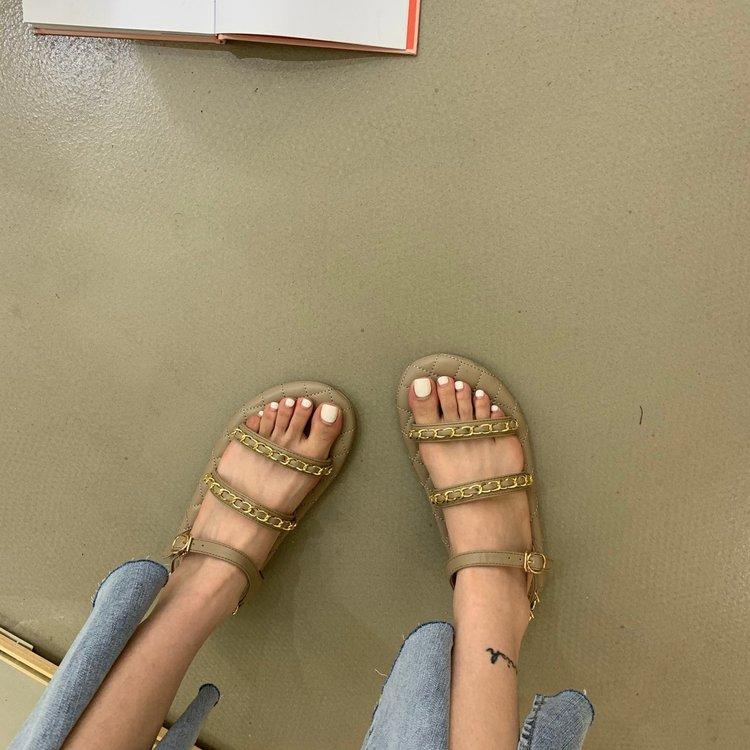 Summer Fashion Round Head Double Belt Versatile Sandals for Women