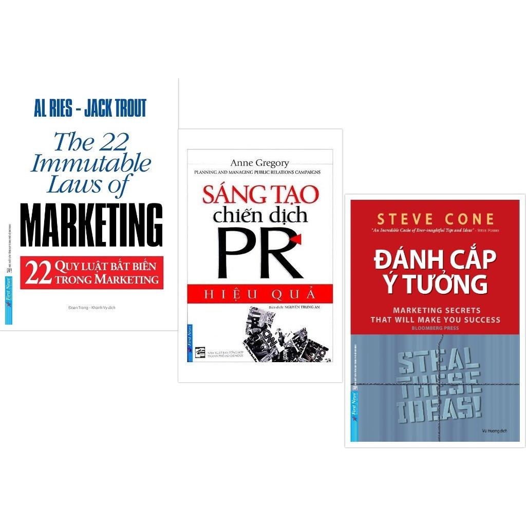 Sách Combo 22 Quy Luật Bất Biến Trong Marketing + Sáng Tạo Chiến Dịch PR Hiệu Quả + Đánh Cắp Ý Tưởng - First News