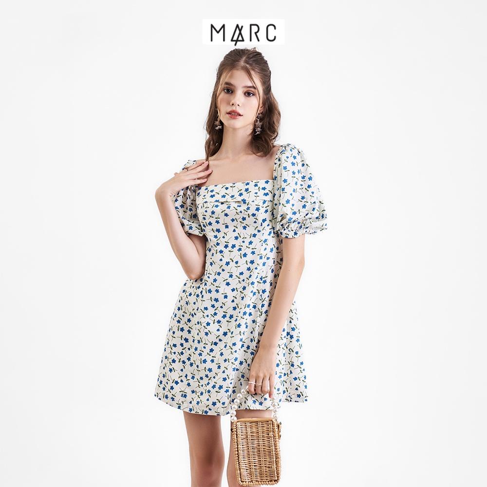 Đầm mini nữ MARC FASHION form A cổ vuông tay phồng nhún thun CBSH100922