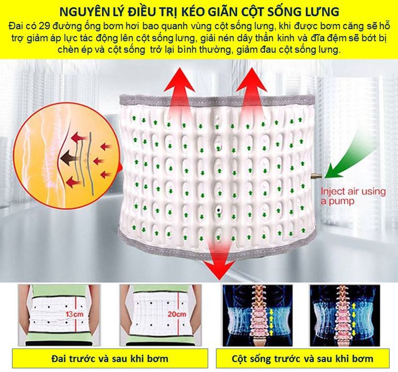 Đai hơi kéo giãn đốt sống lưng Leamai Y01 - Giảm đau lưng cho người thoát vị đĩa đệm, hỗ trợ thoái hóa cột sống, hỗ trợ chấn thương thể thao. [TBYT H-Care]