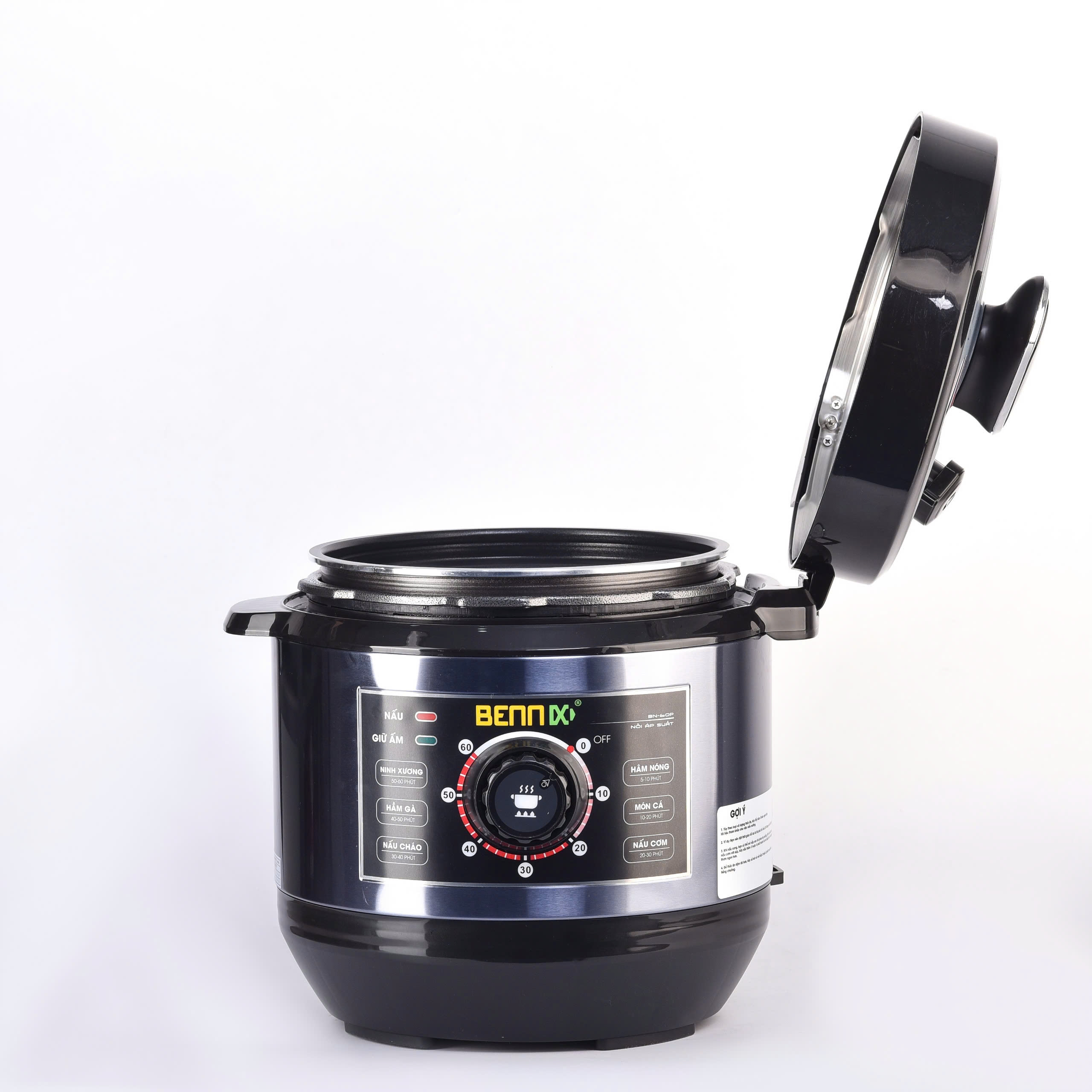 Nồi Áp Suất Điện Lòng Niêu Bennix BN- 60P Dung Tích 6L, Nồi Điện Nấu Đa Năng Hầm Xương Kho Cá Nấu Cơm Nấu Cháo- Hàng Chính Hãng