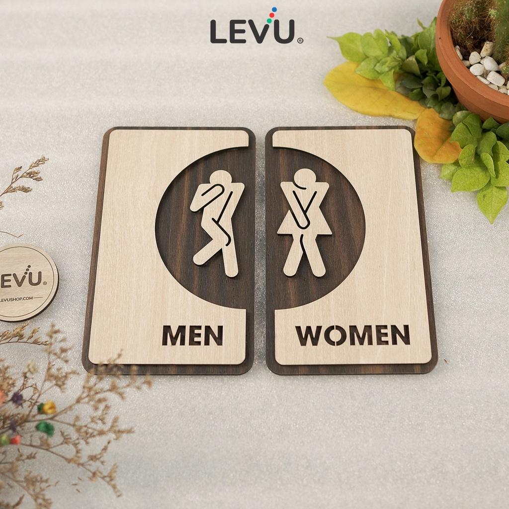 Bộ bảng decor wc Men Women bằng gỗ khắc laser 3D cao cấp LEVU TL35