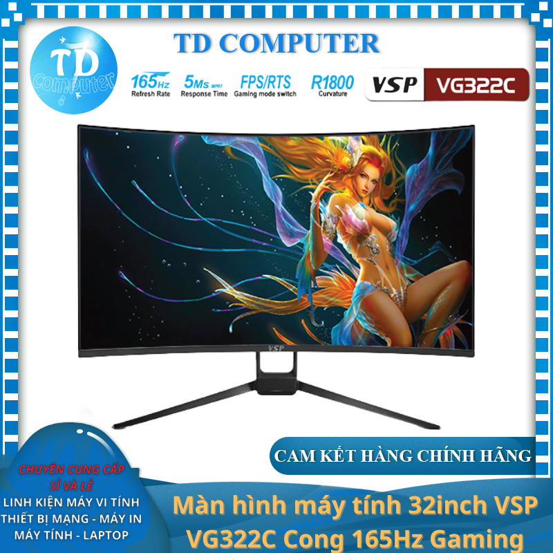 Màn hình máy tính 32inch VSP VG322C Cong 165Hz Gaming - Hàng chính hãng TECH VISION phân phối