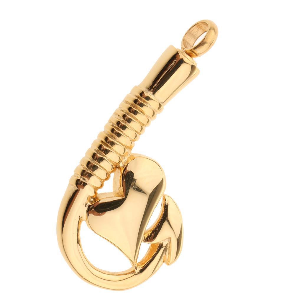Stainless Steel Fish Hook Heart Pendant Cremation Keepsake