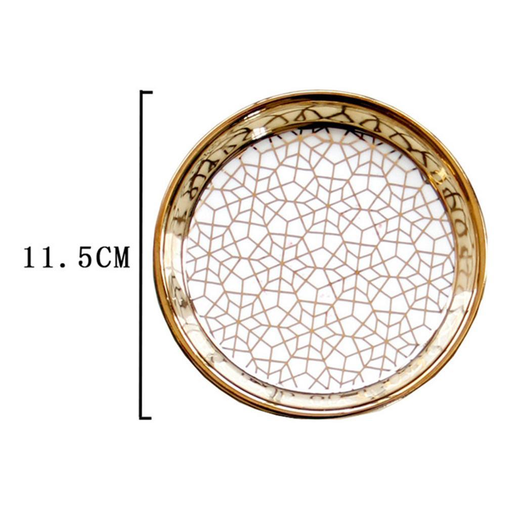 2X Nordic Style Ceramic Small Dishes Circle Trinket Tray Gold Trim Style-03