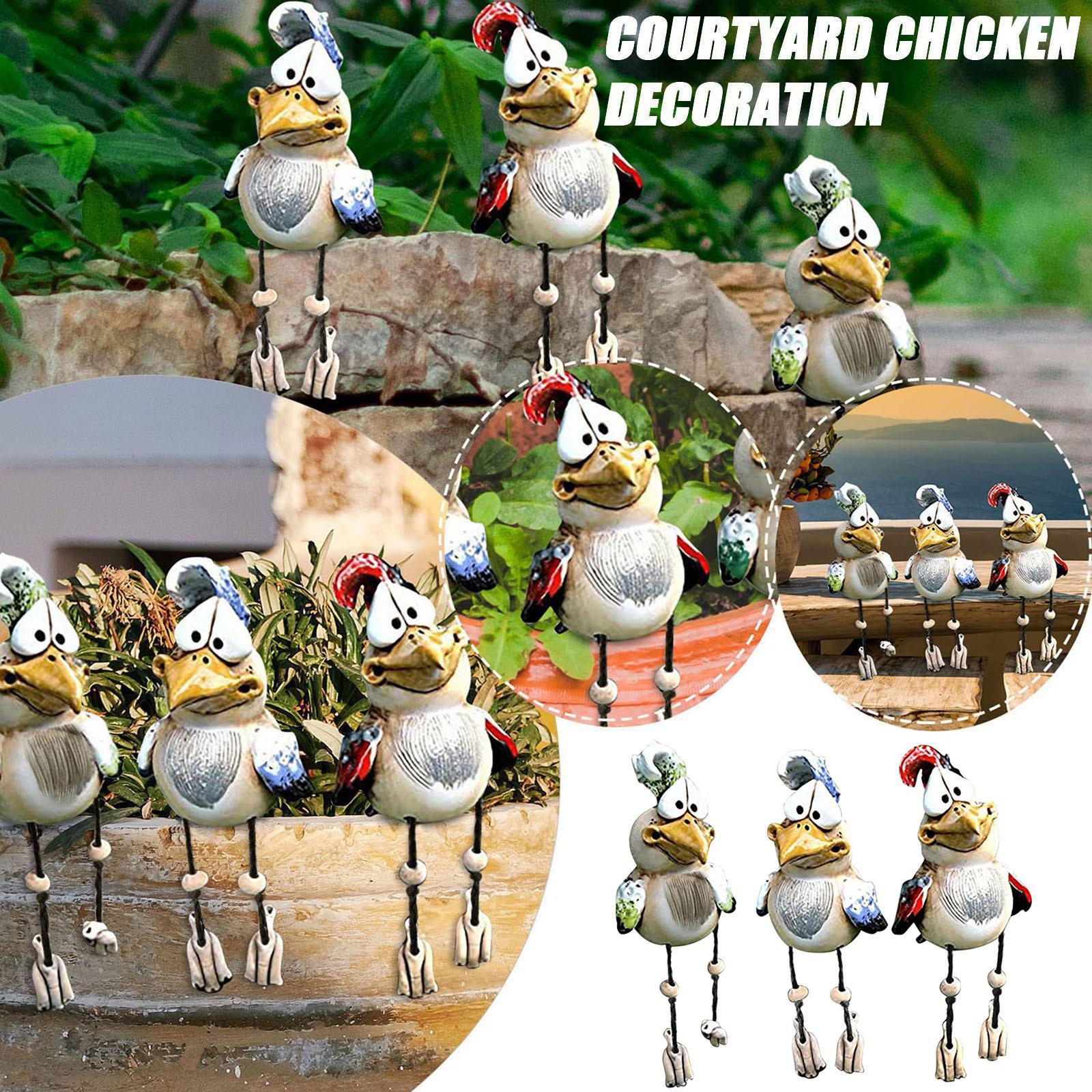 Chicken Statue for Garden Yard Arts Table Centerpiece Fairy Garden Accessories Statue Resin Figurines Sculpture for Halloween Bedroom