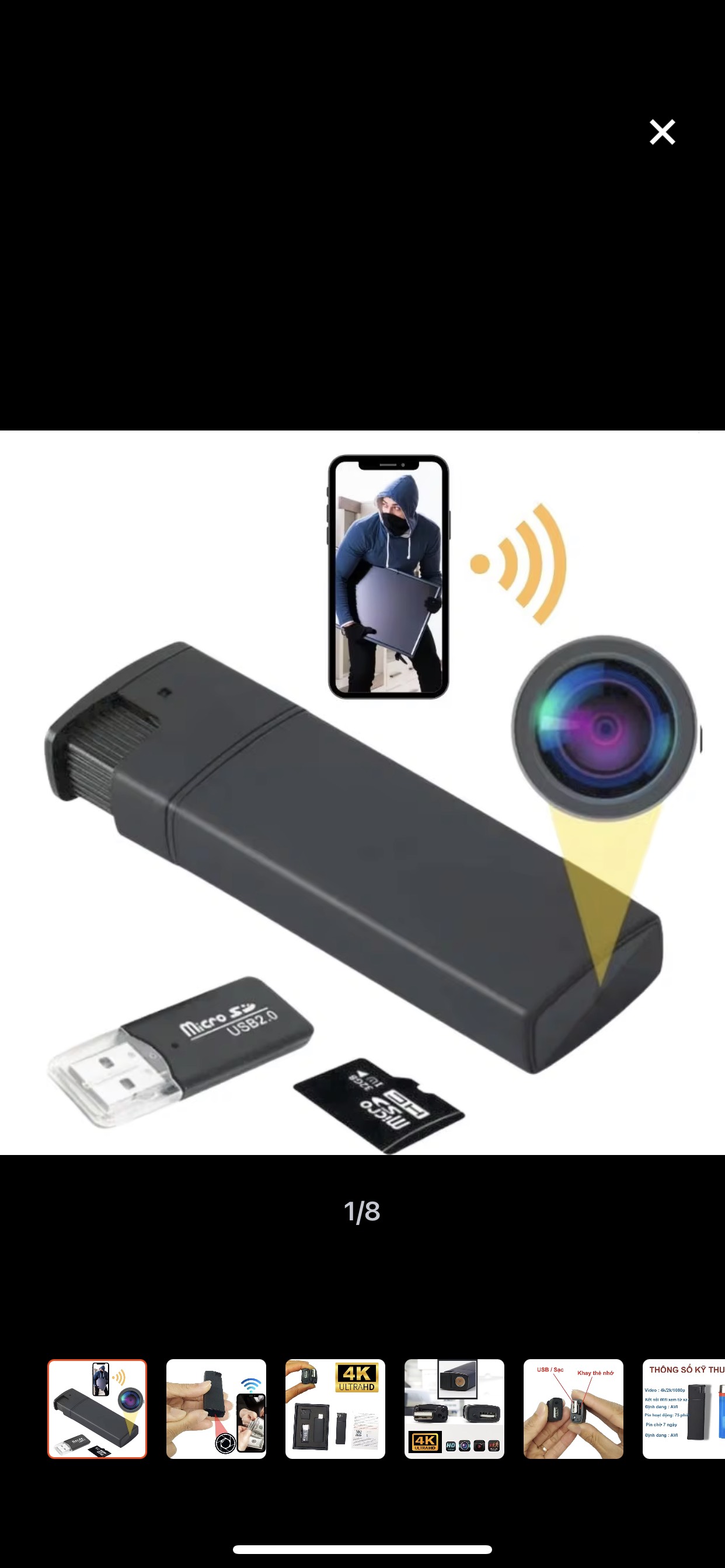 (KÈM THẺ 64GB)Camera wifi mini K9-1080p xem qua điện thoại