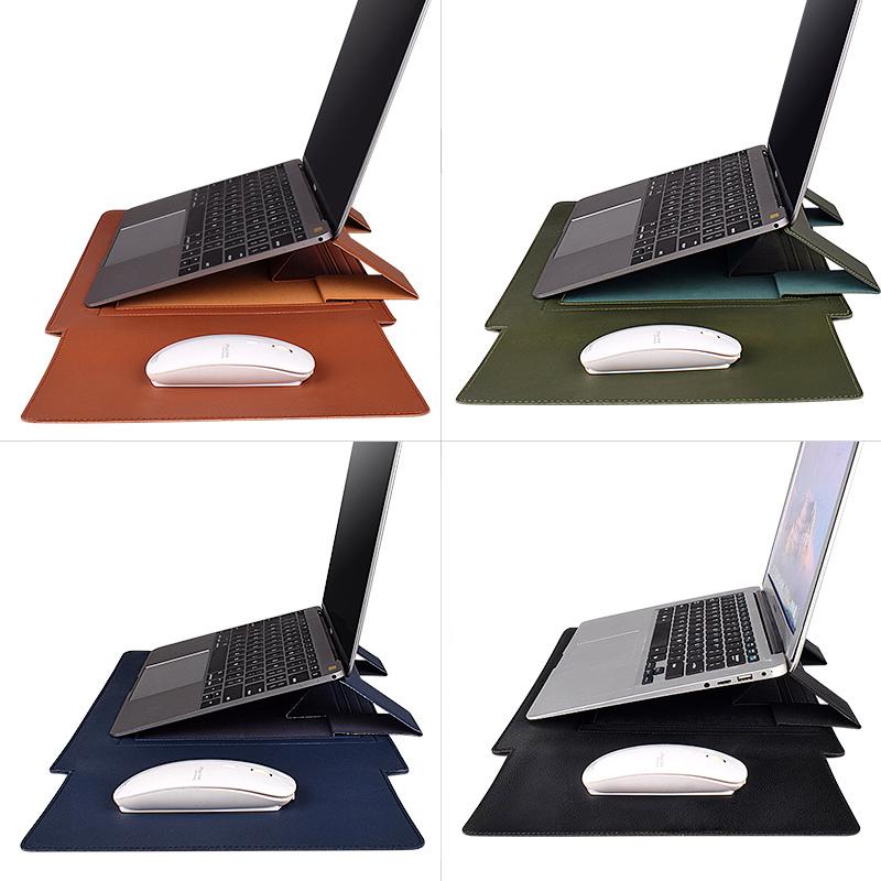 Đa Năng Đựng Laptop Cho Macbook Air Pro Da PU 13/14 Inch Bao Túi Đựng Laptop Có Chân Đế Chuột miếng Lót