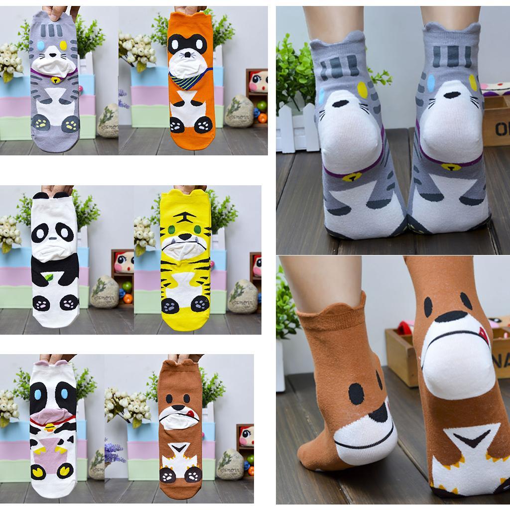 Soft Womens Casual 3D Printed Animal Retro High Cut Cotton Socks