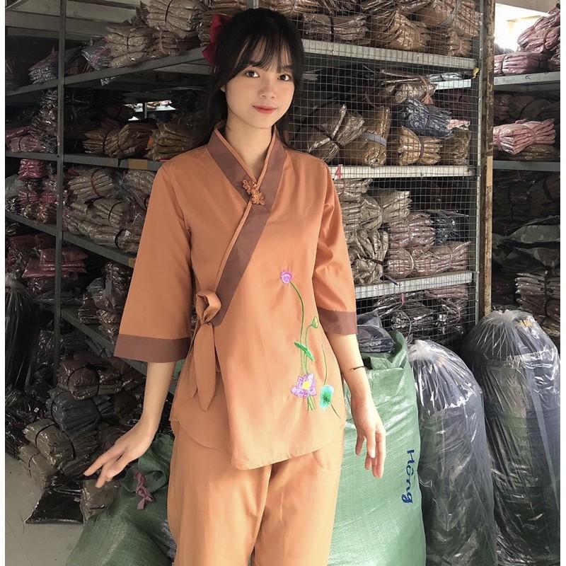 Đồ Lam Đi Chùa # Một Nút Nơ Phối # Đồ Bộ Nữ # Quần Áo Nữ