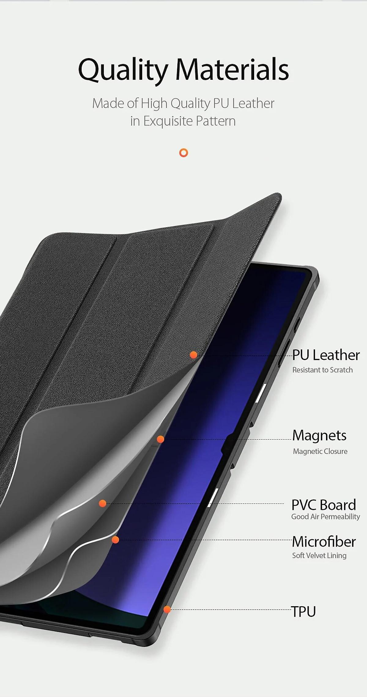 Bao Da Dành Cho SamSung Galaxy Tab S9 FE, Tab S9 FE Plus Hiệu Dux Ducis Chống Sốc, Có Khay đựng Bút - Hàng Chính Hãng