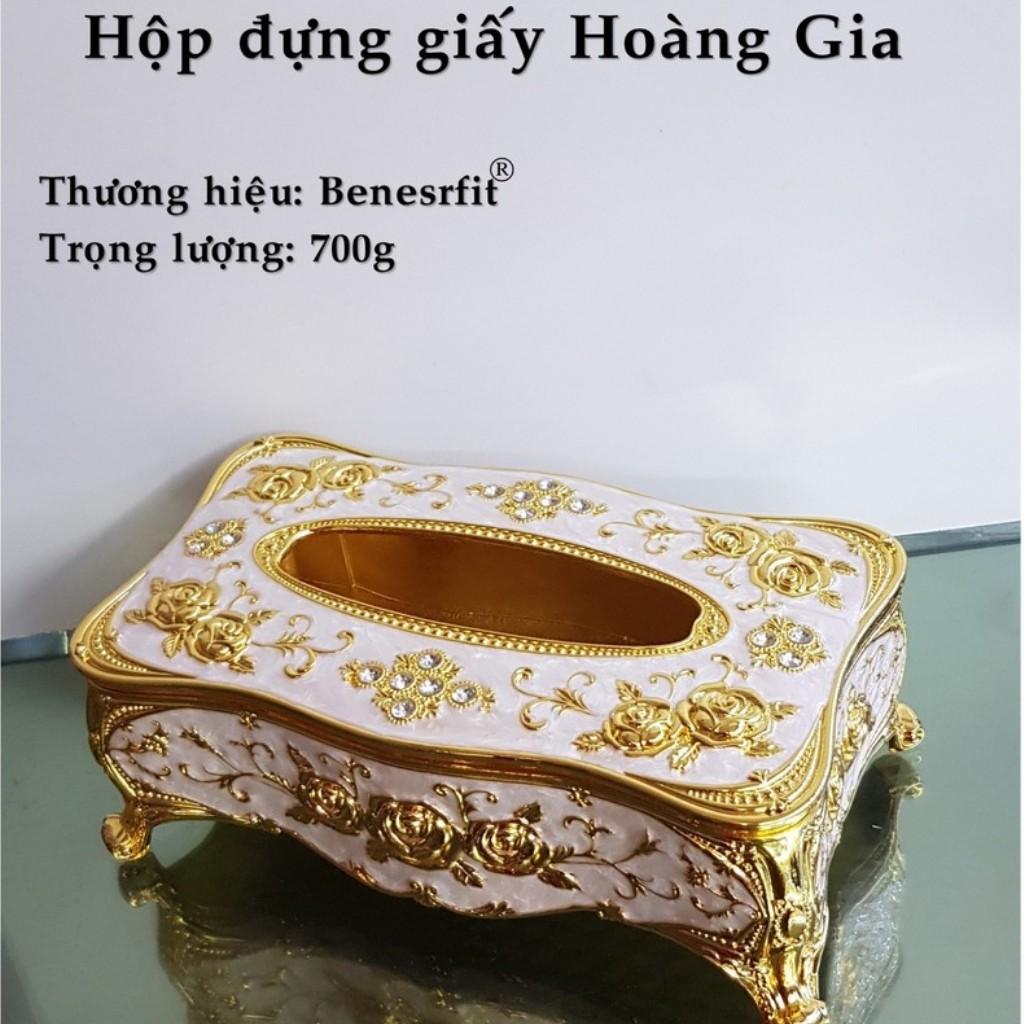 Hộp Đựng Giấy Ăn Mạ Vàng Hoàng Gia Có Nắp Để Đồ Đặt Bàn Phòng Khách, Phòng Ngủ, Bàn Làm Việc