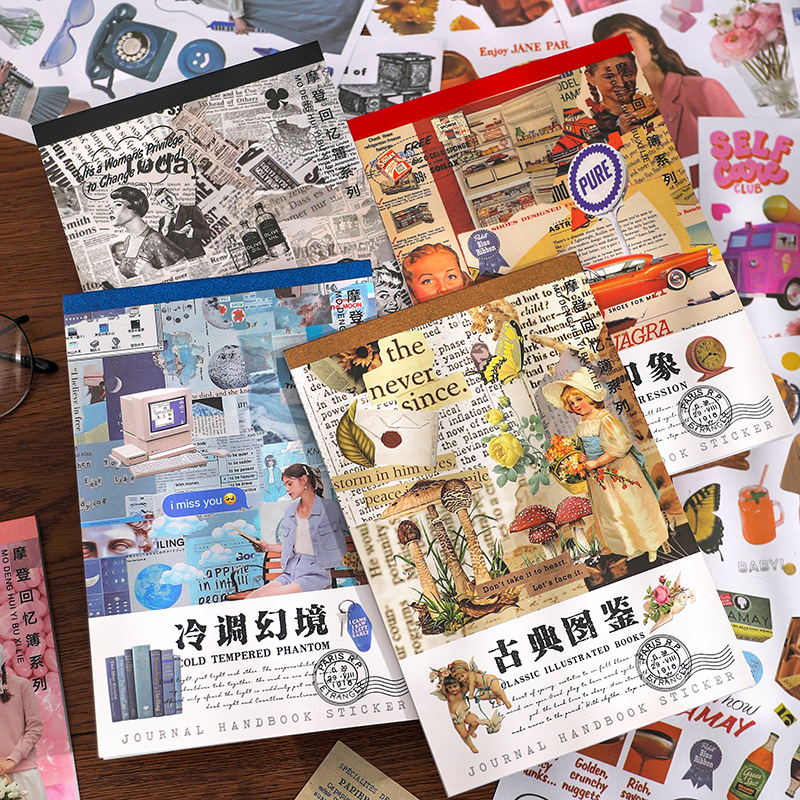 Cuốn 20 tờ stickers khổ lớn dùng để trang trí kiểu cổ điển - kpop - journal