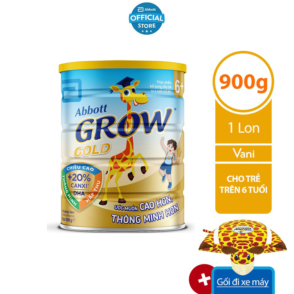 Sữa bột Abbott Grow 6+ 900g/lon -Tặng gối đi xe máy Grow