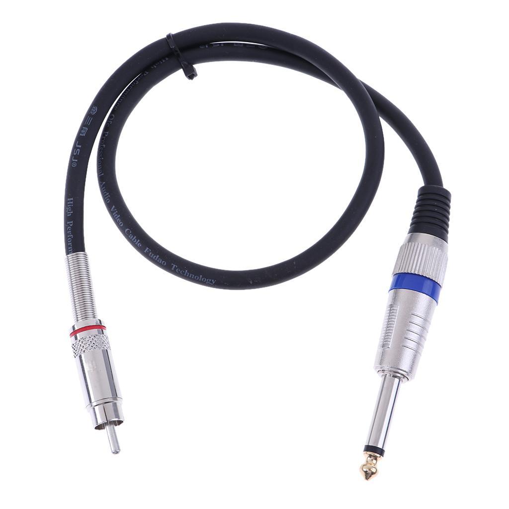 RCA Male to 6.35mm Male Plug Mono Audio AUX Connector Cable Cord 0.5M