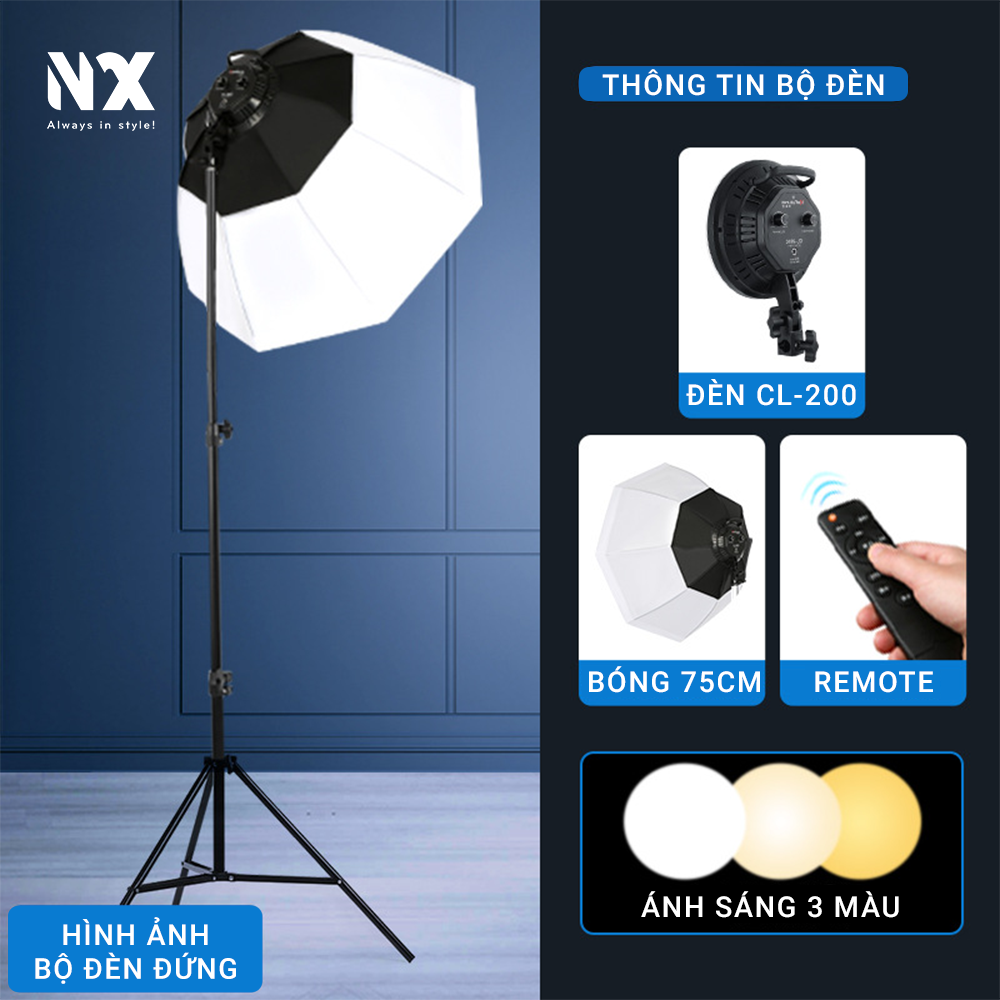 Bộ đèn studio điều chỉnh ánh sáng và nhiệt độ màu chụp ảnh, quay phim, Livestream chuyên nghiệp PARABOL - Softbox