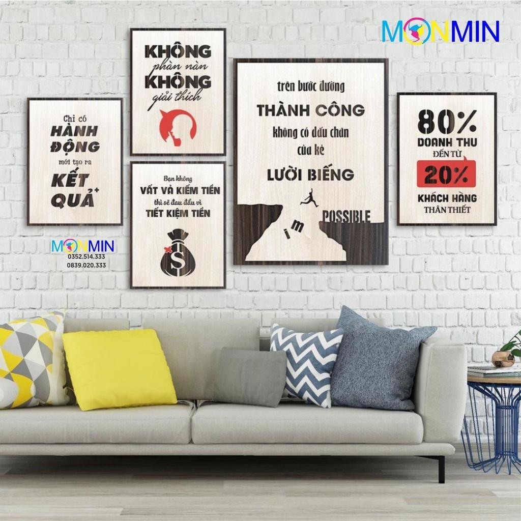 Bộ 5 Tấm Tranh Gỗ Slogan tạo động lực trang trí phòng