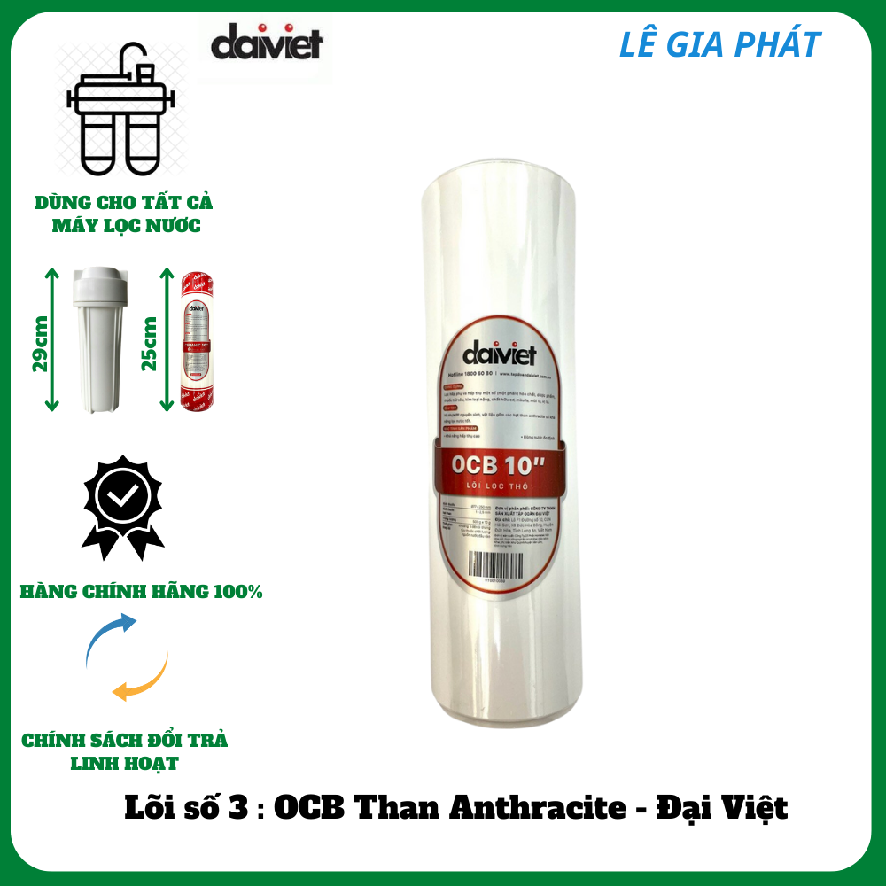 COMBO 3 LÕI LỌC NƯỚC THÔ 1-2-3 (CERAMIC - OCB THAN ANTHRACITE- CTO THAN ANTHRACITE) HÀNG CHÍNH HÃNG