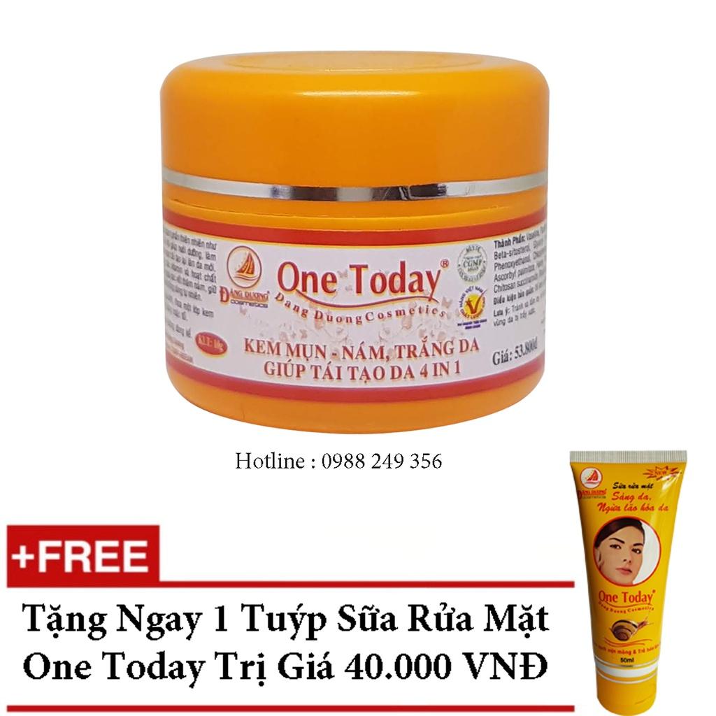 KEM MỤN - NÁM TRẮNG DA GIÚP TÁI TẠO DA 4 IN 1 ONE TODAY 10G+ TẶNG SỮA RỬA MẶT ONE TODAY