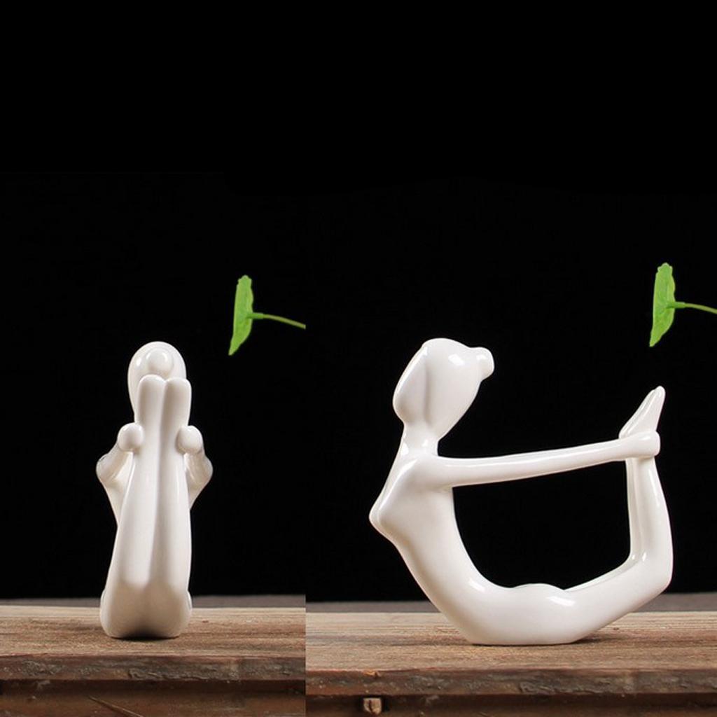 3pcs Ceramic Yoga Figure Ornament Statue Sculpture Shop Table Cabinet Decoration