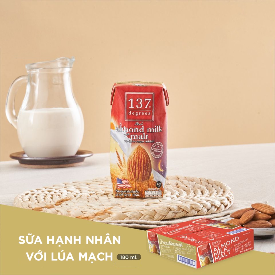 Sữa hạt Hạnh nhân Lúa mạch 137 Degrees hộp 1L