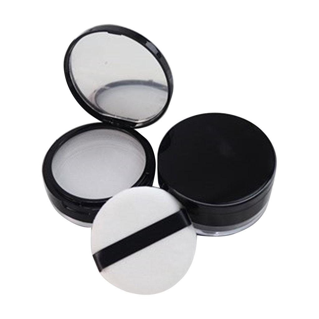 20g Empty Loose Powder Case Facial Blusher Container Jars W/ Puff Blender 2x