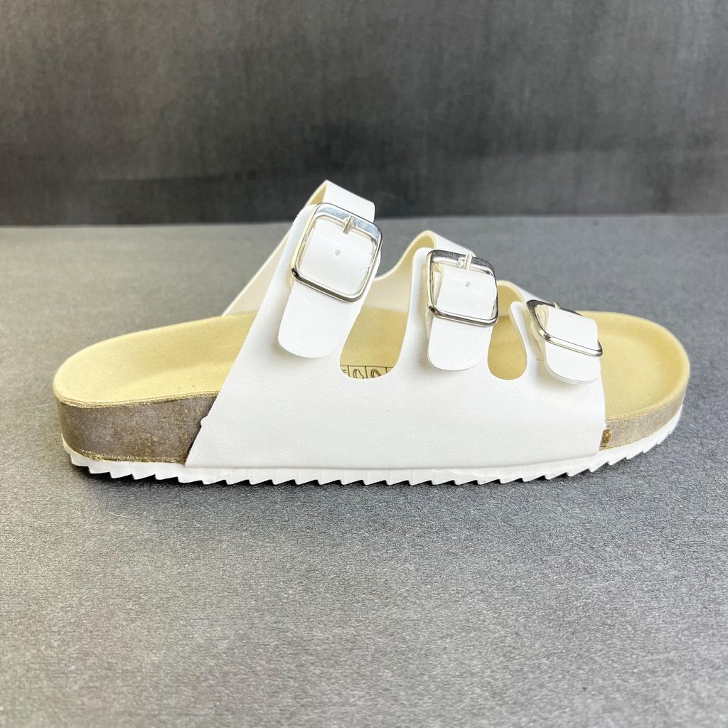 Dép đế trấu birken nam nữ unisex quai ngang 3 khóa da tổng hợp size 35 - 43 chính hãng Hishoo S092