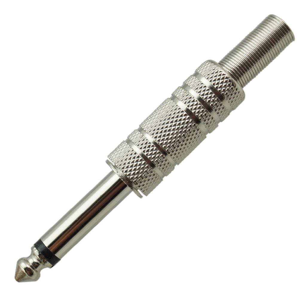 6.35mm Plug Audio Cable Amplifier Connector 1/4'' Mono For Guitar Bass 2Pcs