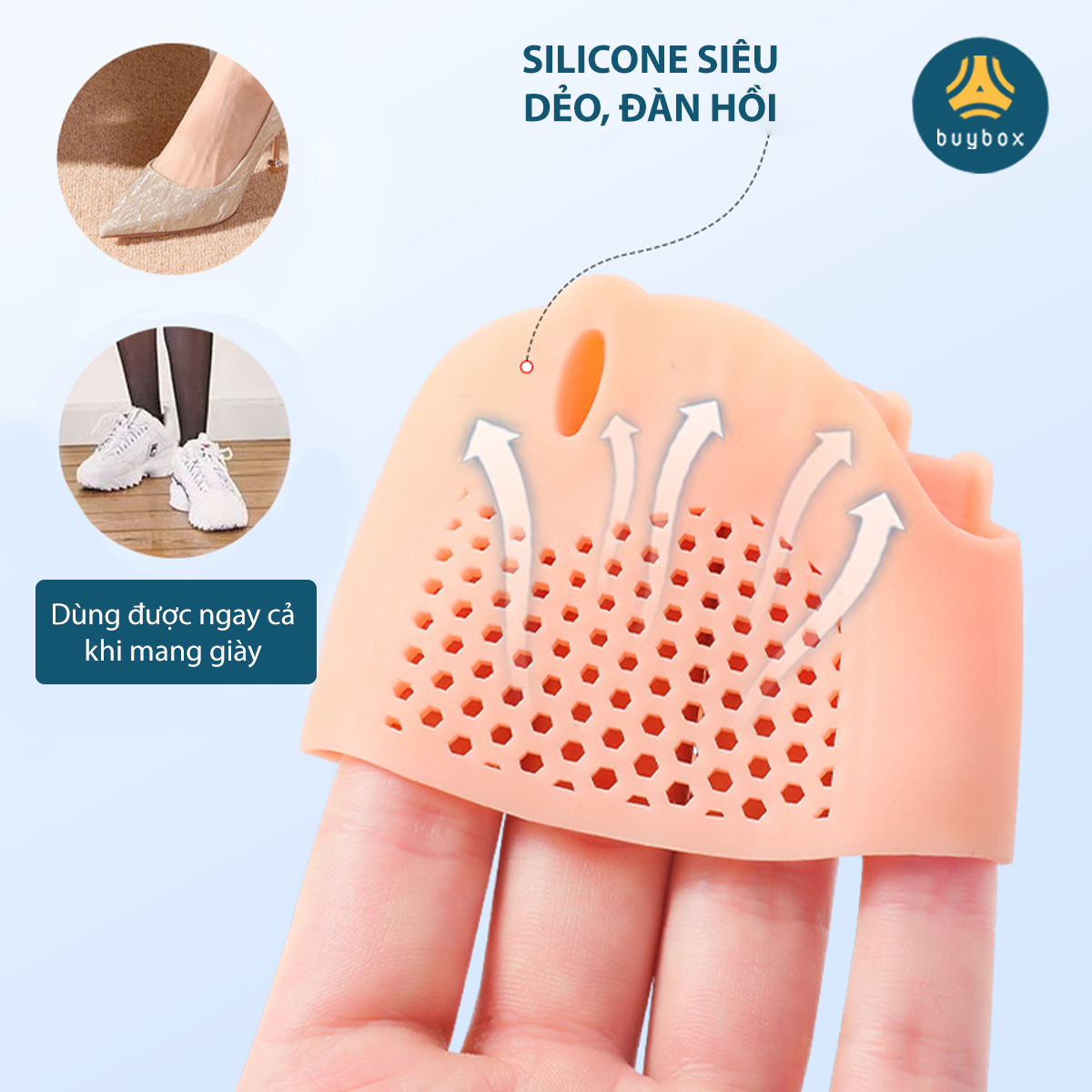 Combo 3 cặp vớ silicone tổ ong thoáng khí giúp tách các ngón chân khi mang giày bít mũi - BuyBox - BBPK276