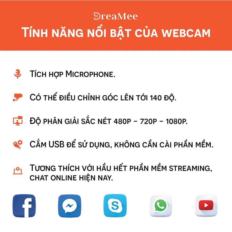 Webcam máy tính FullHD 1080p rõ nét - Thu hình cho máy tính, pc, TV, để bàn - Rõ nét - Chân thực