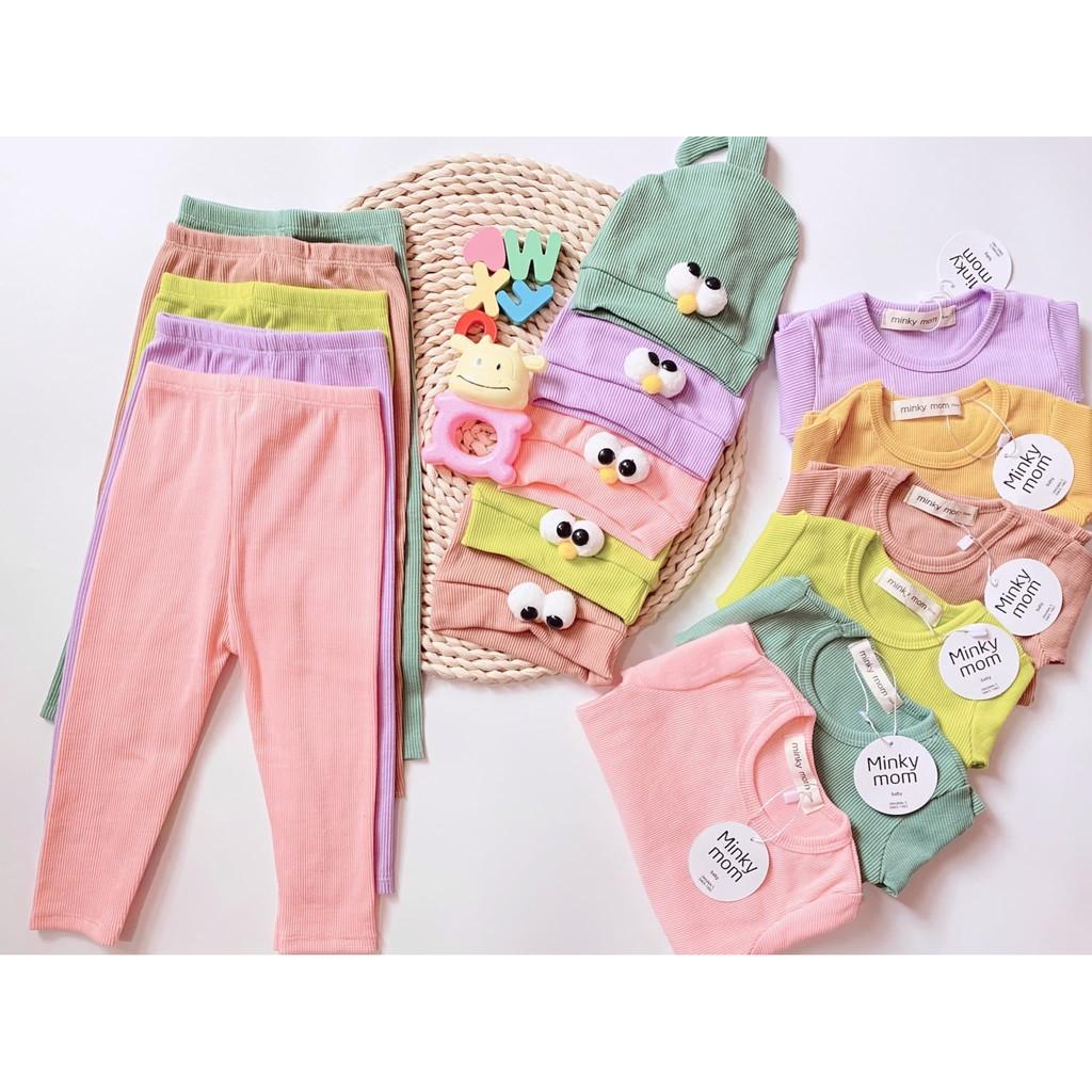 Bộ dài tay Miky mum gân tăm có mũ cho bé