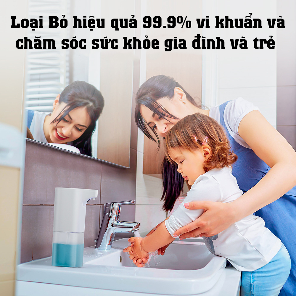 Bình xịt xà phòng rửa tay tự động cảm biến hồng ngoại , Tặng kèm 1 Cục x à bông tạo bọt an toàn