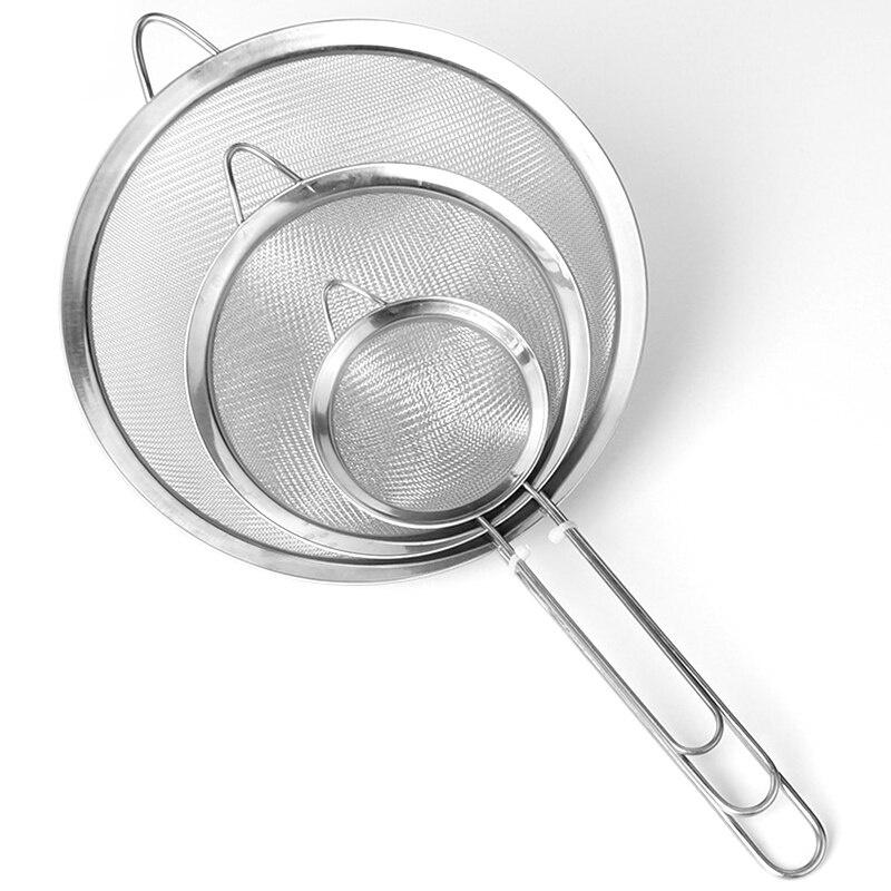 Stainless Steel Flour Sieve Colander Screen Mesh Tea Strainer Mesh Flour Oil Strainer Cookware Cooking Tools Kitchen Sieves