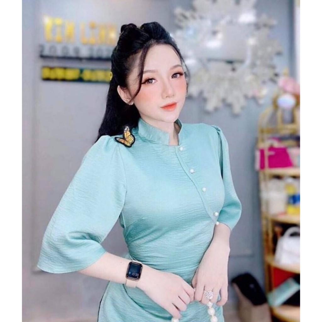 Đồ lam đi chùa cao cấp SJ16 kết cườm thêu bướm cực đẹp