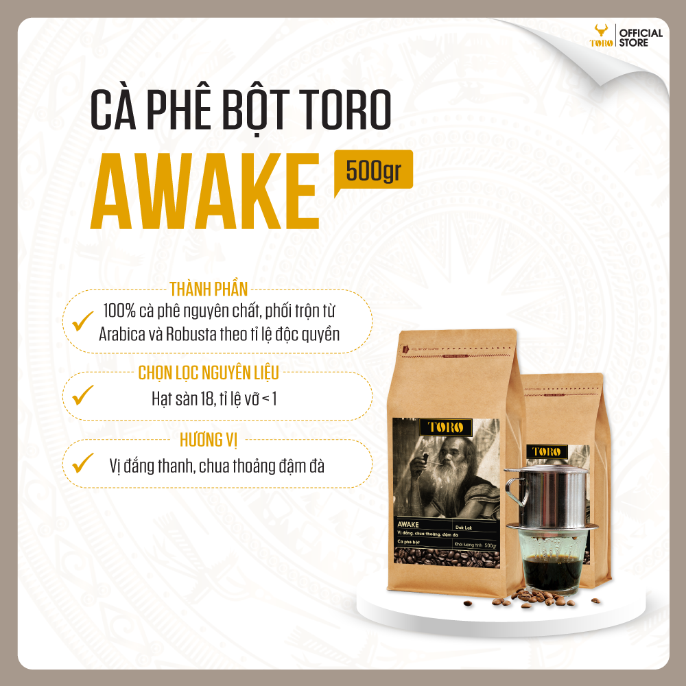 [750GR] Bộ Mix Cà Phê Bột Toro Moka Yemen & Toro Awake Nguyên Chất 100% | 250GR & 500GR/Gói | TORO FARM