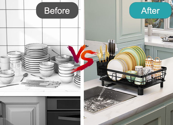 Giá đỡ ráo nước nhà bếp, úp chén, ly dụng cụ ăn Dish Drying Rack Kitchen Utensil