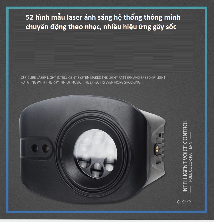 Đèn Led Disco - Đèn Tiệc Giọng Nói Điều Khiển Nhạc Dj - Đèn Chiếu Laser Ánh Sáng 52 Chế Độ Hiệu Ứng RGB - Đèn Cho Gia Đình đám Cưới -Sinh Nhật