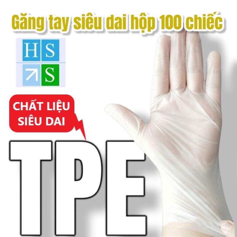 Hộp 100 găng tay Victoria Bay chất liệu TPE, Bao tay cao su rửa bát làm bếp vệ sinh siêu dai không mùi không bột cao cấp