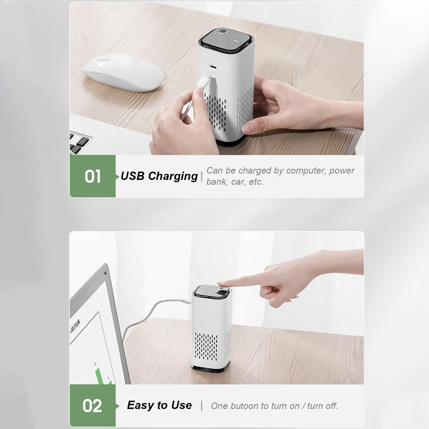 Máy Lọc Không Khí Để Bàn Với Bộ Lọc Carbon Hiệu Quả Cao Sạc Usb