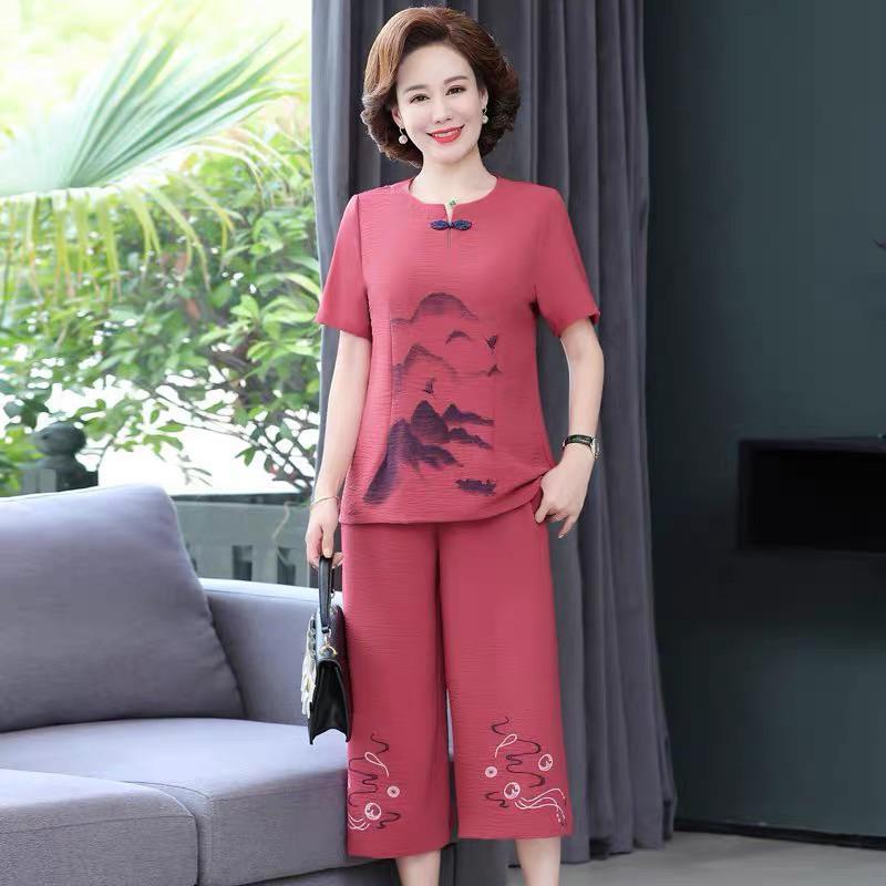 Đồ bộ nữ trung niên, bộ mặc nhà chất liệu đũi siêu mát