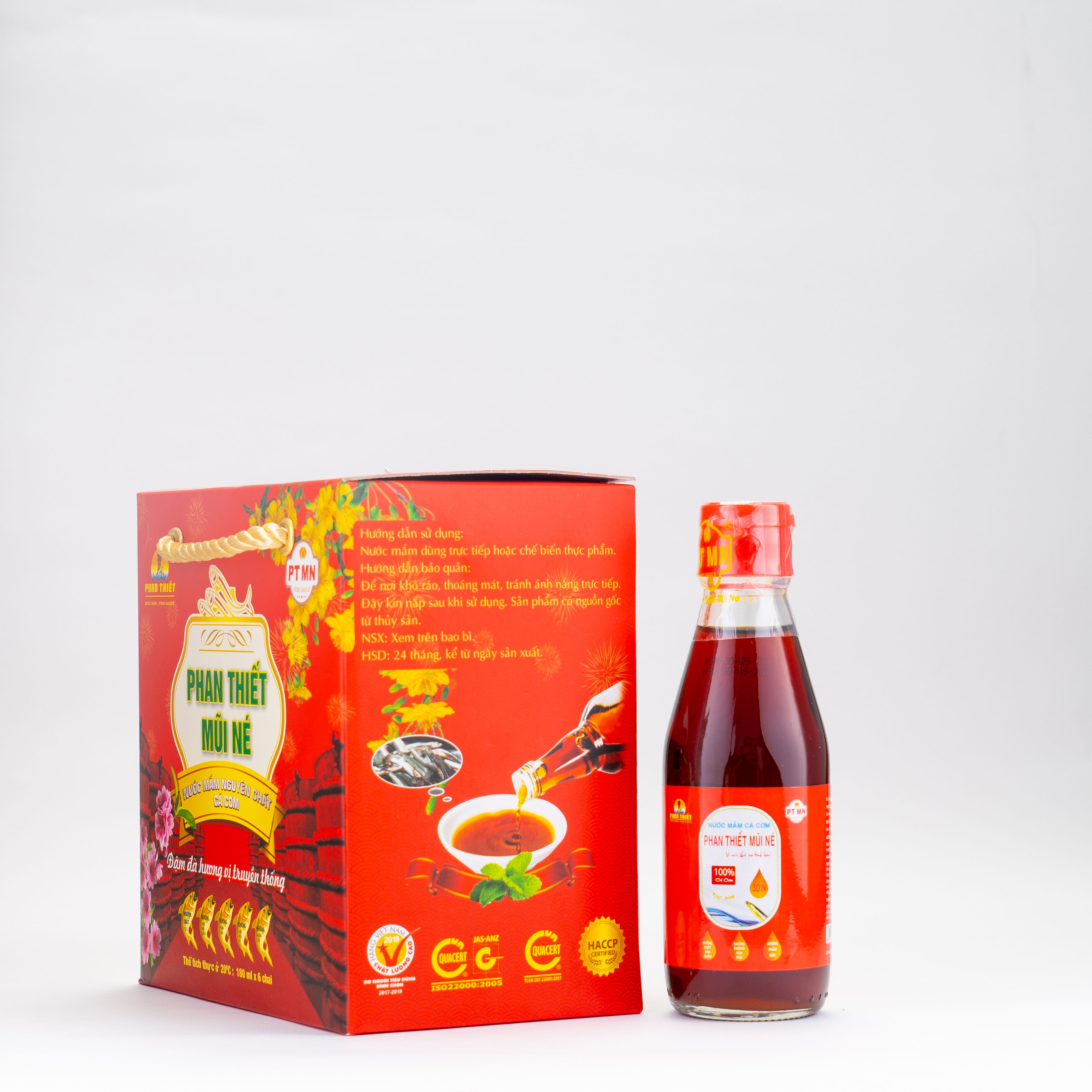 Hộp 6 chai 30 Đạm x180ml Nước Mắm Truyền Thống Phan Thiết Mũi Né 30N