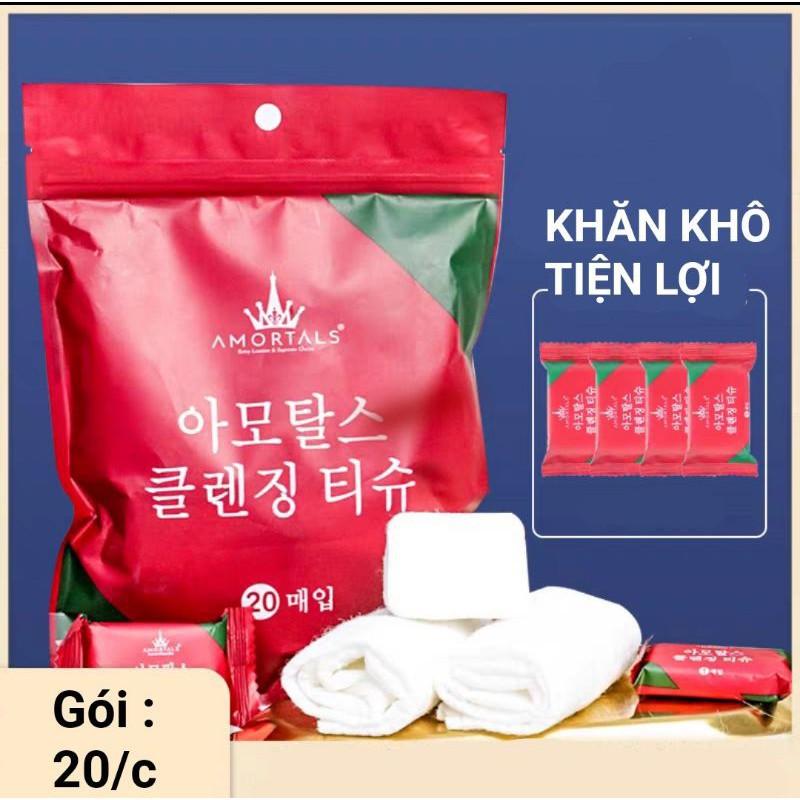 SET KHĂN NÉN ĐA NĂNG VẢI COTTON HÀN QUỐC HÌNH VIÊN KẸO TRÒN TIỆN LỢI DU LỊCH DI CHUYỂN NHIỀU