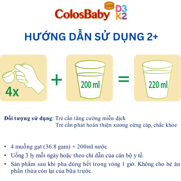 Sữa non Colosbaby Gold D3K2 2+ 800g, sữa bột giúp bé tăng cường đề kháng, chắc khỏe hệ xương - VitaDairy